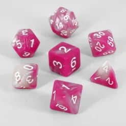 Dados Acrílicos D&D Mármol Blanco Y Rosa