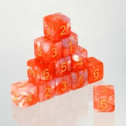 Dados Acrílicos Mármol Rosa Y Naranja