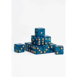 15 Dados de 16mm Azul Claro Dorado