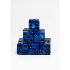 15 Dados de 16mm Azul Oscuro y Negro