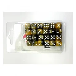 24 Dados de 12mm Marmoleados Amarillo Negro