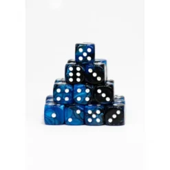 24 Dados de 12mm Marmoleados Azul Negro