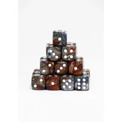 24 Dados de 12mm Marmoleados Gris Naranja