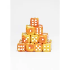24 Dados de 12mm Marmoleados Naranja Amarillo