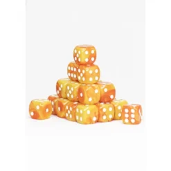 24 Dados de 12mm Marmoleados Naranja Amarillo