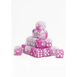 24 Dados de 12mm Marmoleados Rosa Blanco