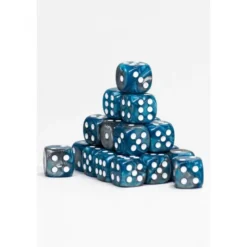 24 Dados de 12mm Marmoleados Turquesa Plata