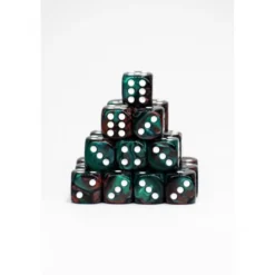 24 Dados de 12mm Marmoleados Verde Rojo
