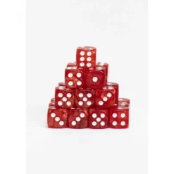 24 Dados de 12mm Perlados Rojo Blanco