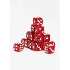 24 Dados de 12mm Perlados Rojo Blanco