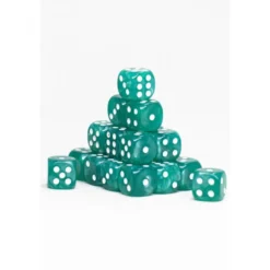24 Dados de 12mm Perlados Turquesa Blanco