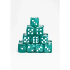 24 Dados de 12mm Perlados Turquesa Blanco