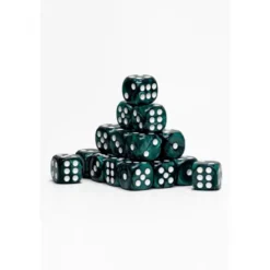 24 Dados de 12mm Perlados Verde Oscuro Blanco