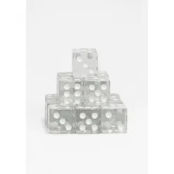 15 Dados de 16mm Transparentes Blanco