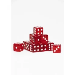 15 Dados de 16mm Transparentes Rojo