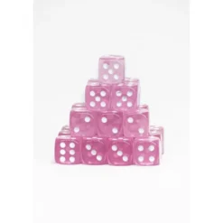24 Dados de 12mm transparentes Rosa
