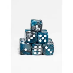 15 Dados de 16mm Turquesa y Plata