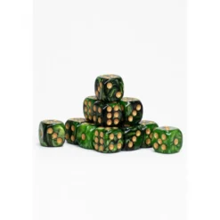 15 Dados de 16mm Verde y Negro