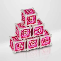 Dados Dragón Rosa y Plata