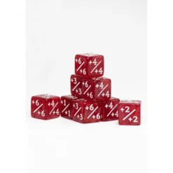 9 Dados +/- 16mm Rojo Perla