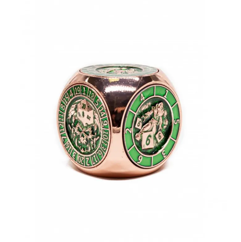 D&D 6 Caras Cubo Spinner Fidget Metal Cobre Verde