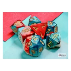 Gemini Mini-hedral Red-Teal/gold 7-Die Set
