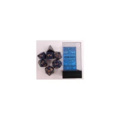 Opaque Polyhedral Dusty Blue W/copper Set (7)