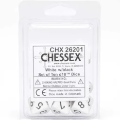 Opaque White/black Set of Ten d10s
