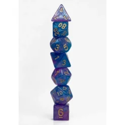 Pack 7 Dados Rol Brilli Azul Rosado Y Amarillo