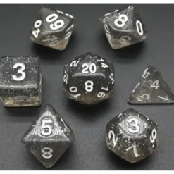 Pack 7 Dados Rol Brilli Gris Y Blanco