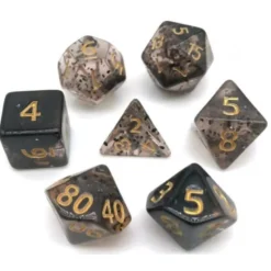 Pack 7 Dados Rol Brilli Negro Y Amarillo