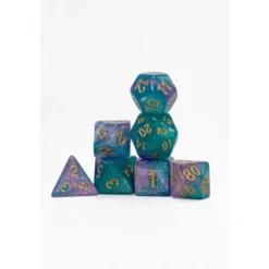 Pack 7 Dados Rol Brilli Turquesa Rosa Y Amarillo