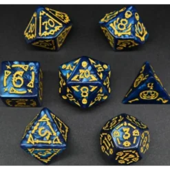 Pack 7 Dados Rol Hechizados Azul Real Y Amarillo