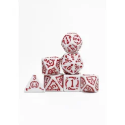 Pack 7 Dados Rol Hechizados Blanco Y Rojo