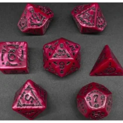 Pack 7 Dados Rol Hechizados Fucsia Y Negro