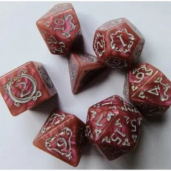 Pack 7 Dados Rol Hechizados Fucsia Y Gris
