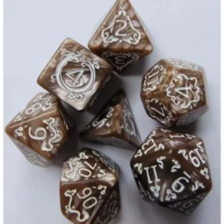 Pack 7 Dados Rol Hechizados Marrón Y Blanco