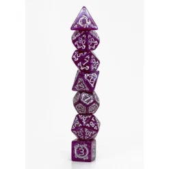 Pack 7 Dados Rol Hechizados Morado Y Blanco