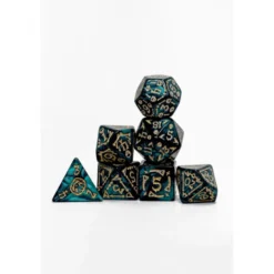 Pack 7 Dados Rol Hechizados Negro Perla Y Amarillo