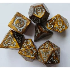 Pack 7 Dados Rol Hechizados Oro Y Gris