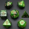 Pack 7 Dados Rol Marmoleado Amarillo Verdoso Negro Y Amarillo