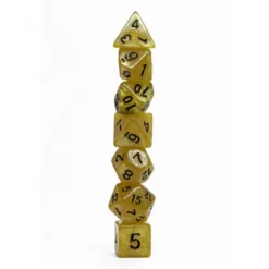 Pack 7 Dados Rol Marmoleado Amarillo Y Negro