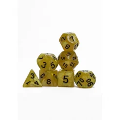 Pack 7 Dados Rol Marmoleado Amarillo Y Negro