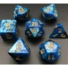 Pack 7 Dados Rol Marmoleado Azul Negro Y Amarillo