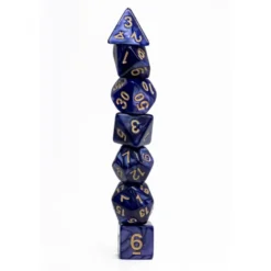 Pack 7 Dados Rol Marmoleado Azul Morado Y Amarillo