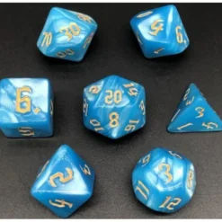 Pack 7 Dados Rol Marmoleado Azul Claro Y Amarillo