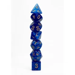 Pack 7 Dados Rol Marmoleado Azul Y Amarillo