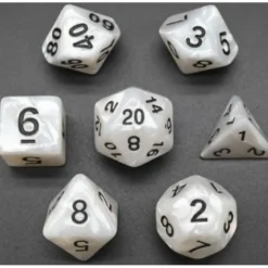 Pack 7 Dados Rol Marmoleado Blanco Y Negro