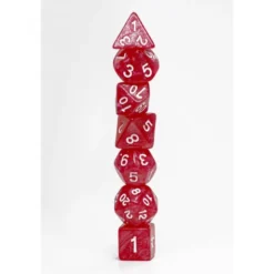 Pack 7 Dados Rol Marmoleado Carmín Y Blanco