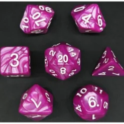 Pack 7 Dados Rol Marmoleado Fucsia Y Blanco